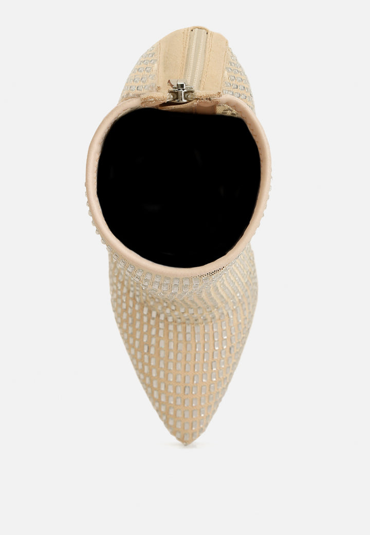 botas de malla adornadas con diamantes de imitación afortunados#color_champagne-gold