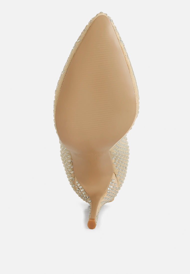 botas de malla adornadas con diamantes de imitación afortunados#color_champagne-gold