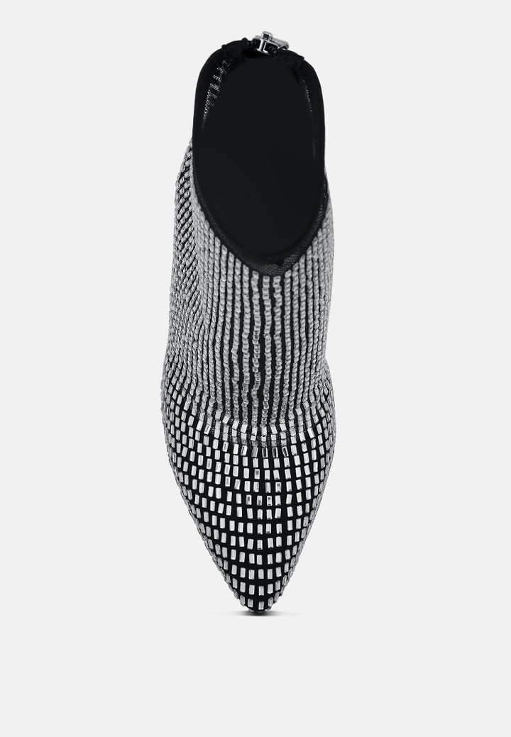 fortunate rhinestones embellished mesh boots#color_black