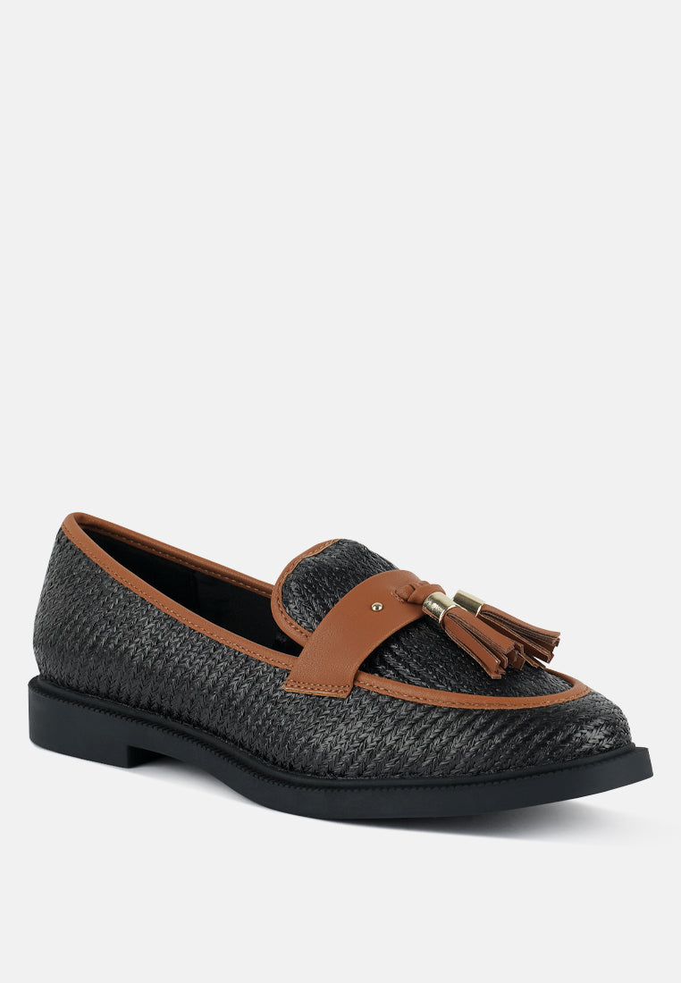 foxford tassle detail raffia loafers by ruw#color_black