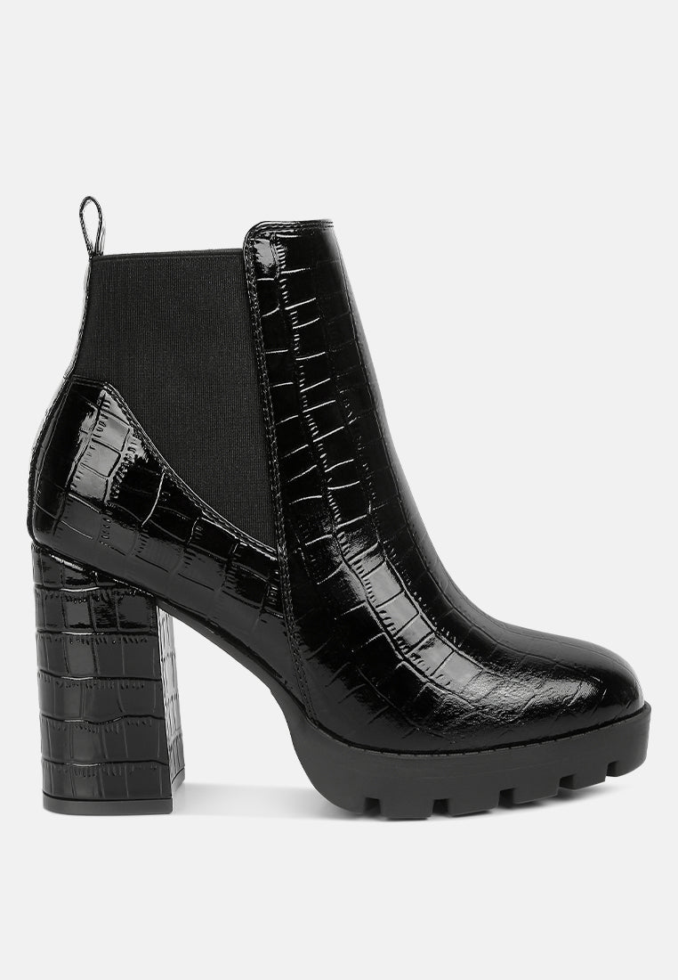 foxy faux leather croc chelsea boots#color_black
