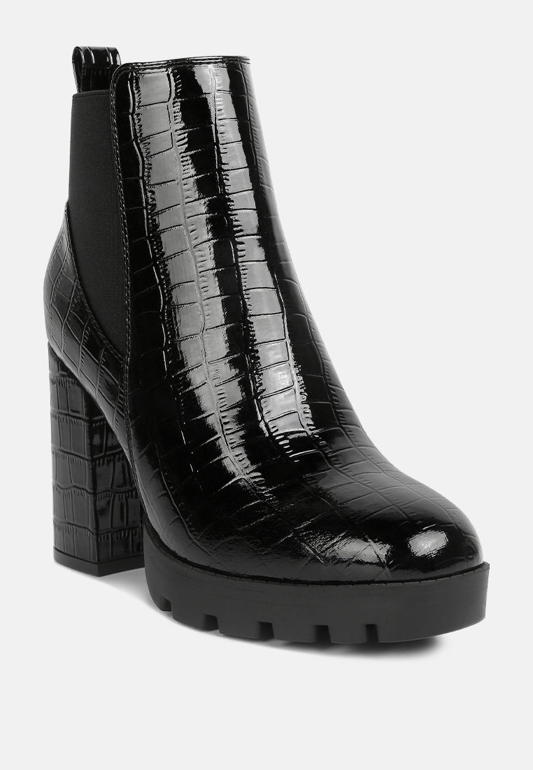 foxy faux leather croc chelsea boots#color_black