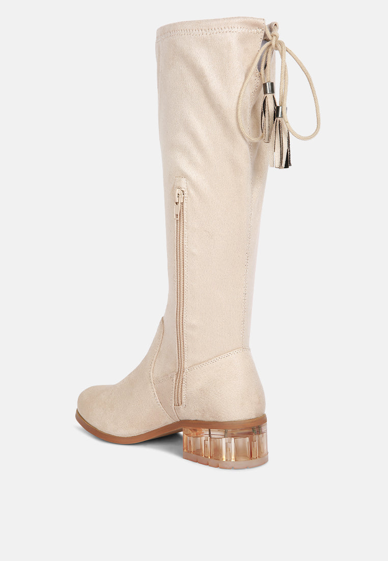 francesca tassels detail short heel calf boot#color_beige