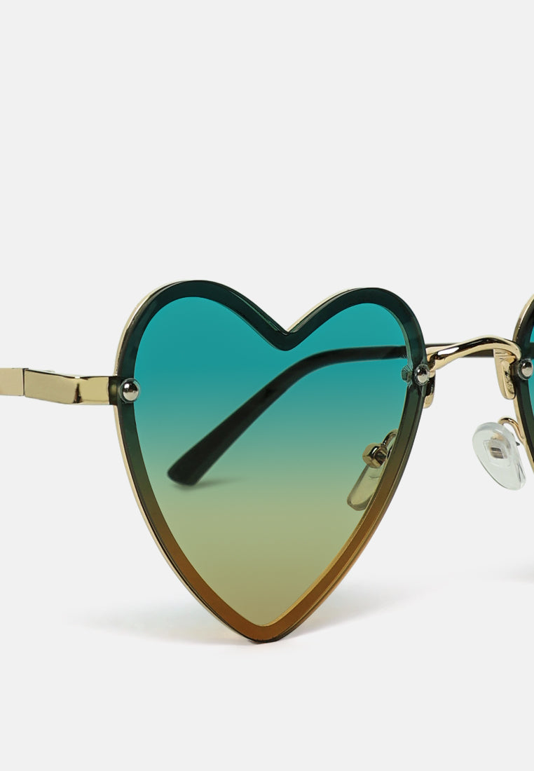 full rim ombre tinted heart sunglasses#color_green