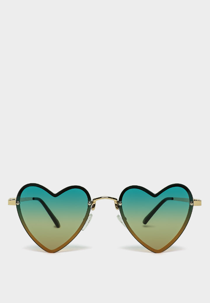 full rim ombre tinted heart sunglasses#color_green