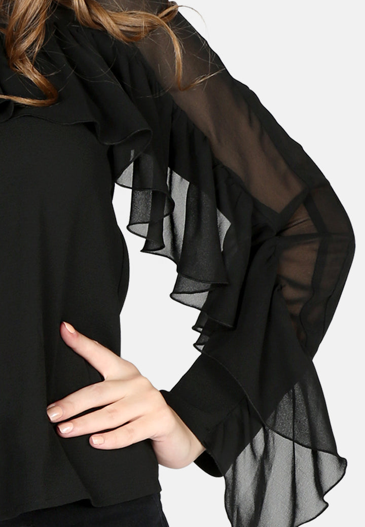 full sleeve casual top#color_black