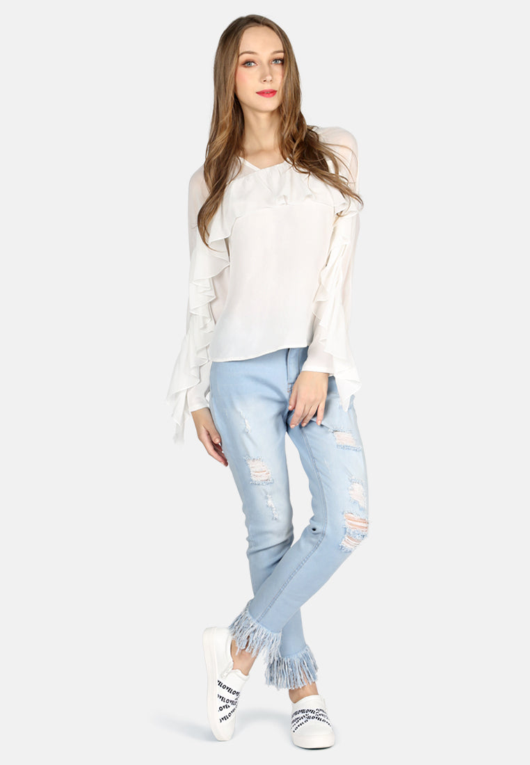 full sleeve casual top#color_white