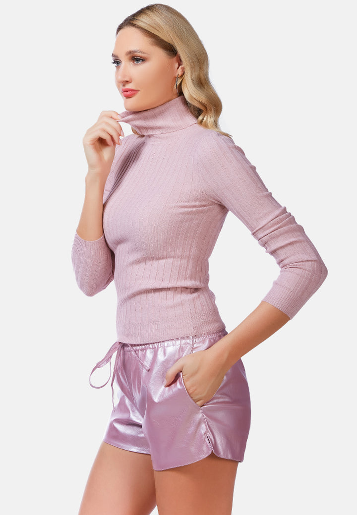 full sleeve rib knit turtle neck top#color_dusty-blush