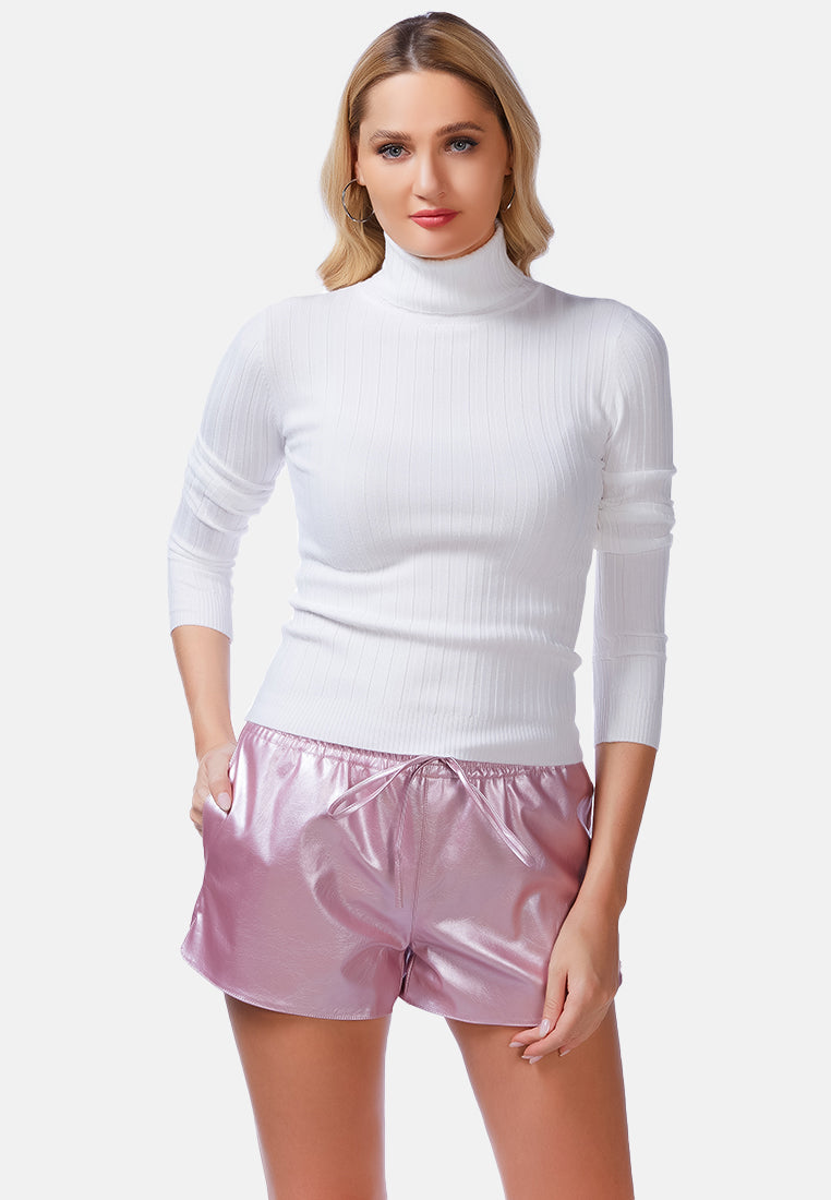 full sleeve rib knit turtle neck top#color_off-white