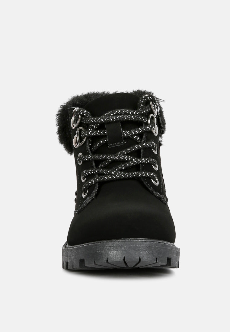 fur collared ankle boots#color_black