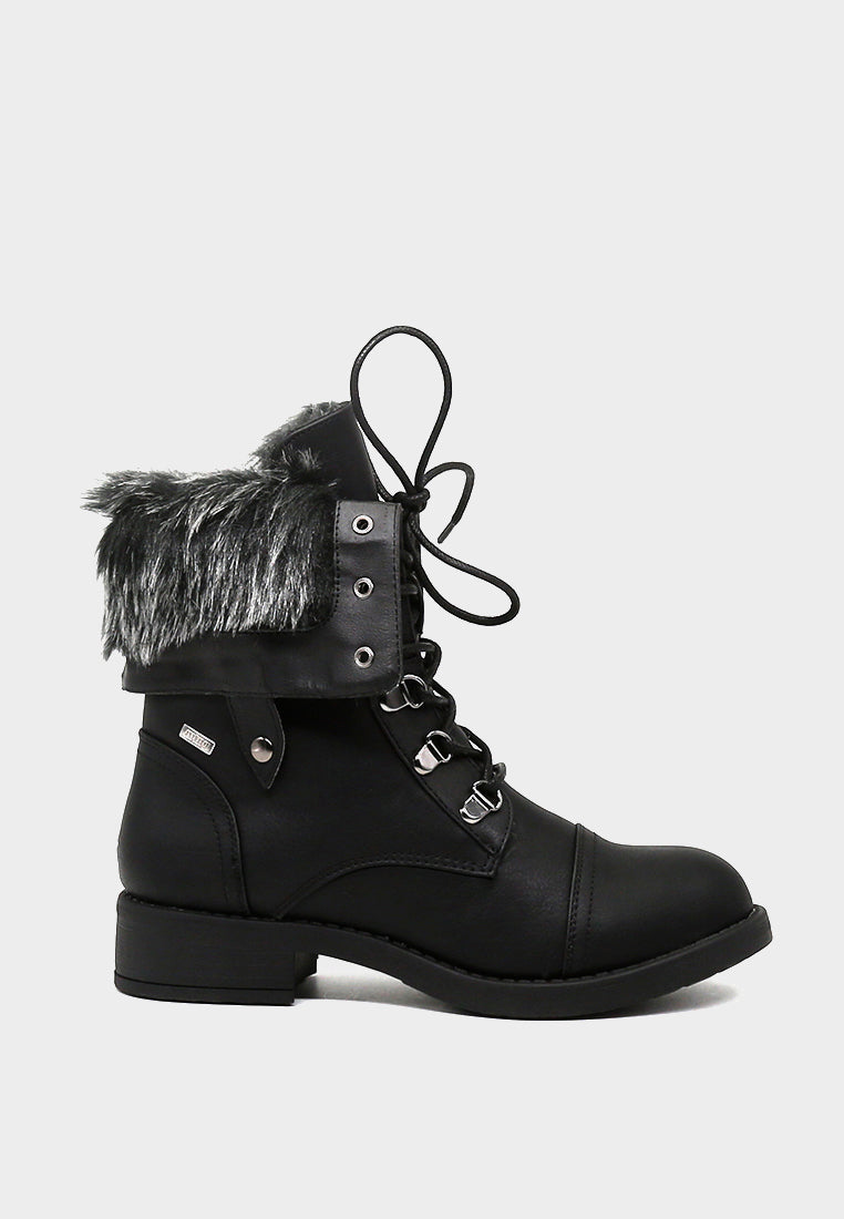 fur collared two way wear boot#color_black
