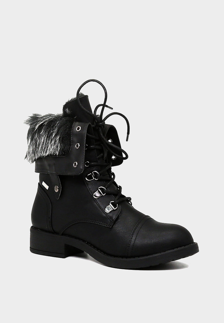 fur collared two way wear boot#color_black