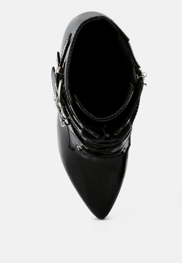 gangup high heeled patent pu stiletto boot#color_black