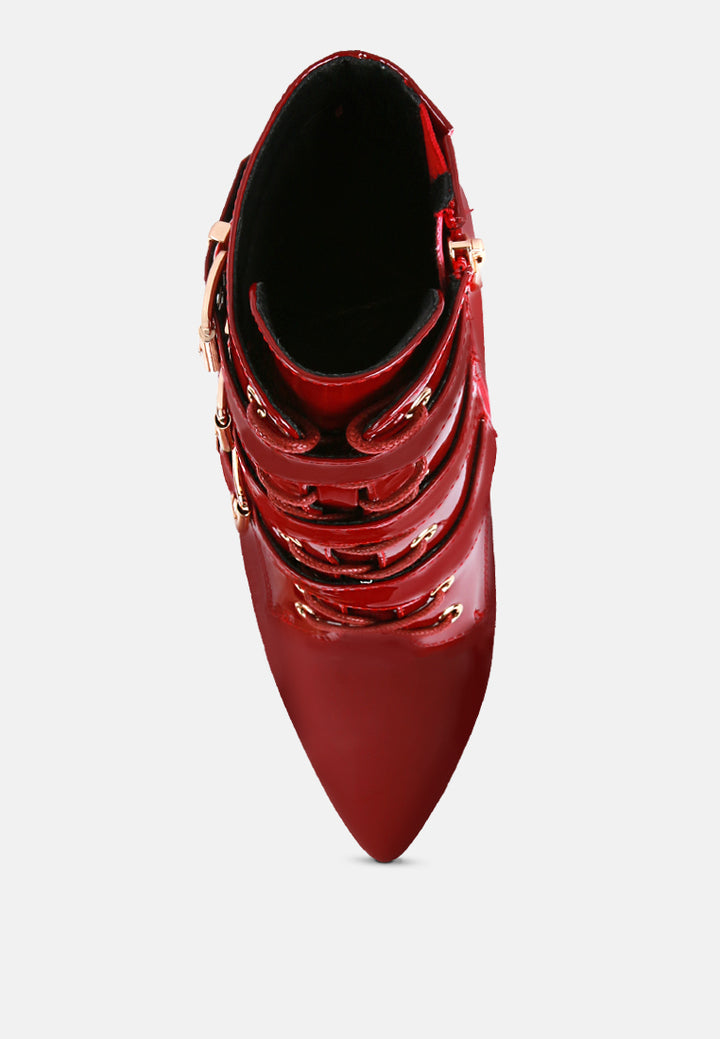 gangup high heeled patent pu stiletto boot#color_burgundy