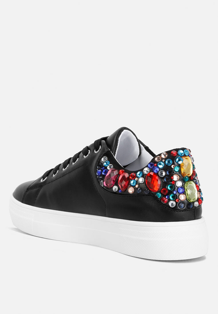 gems diamante embellished sneakers#color_black