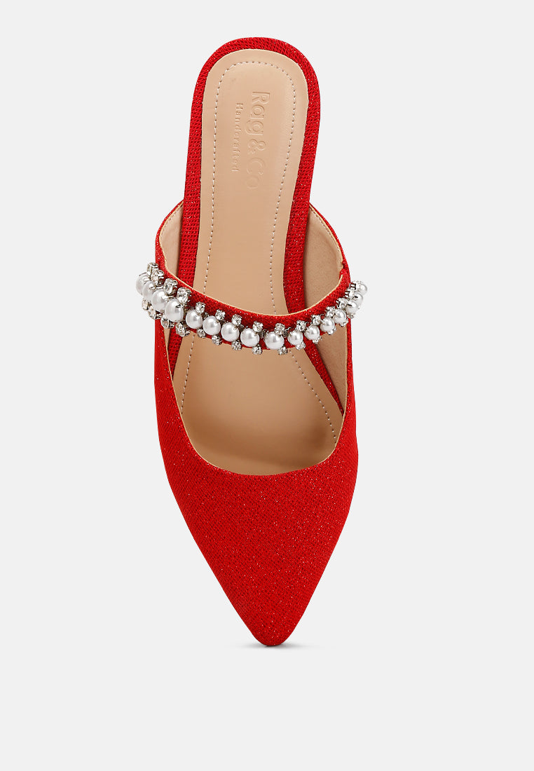 geode pearl embellished slip on mules#color_red