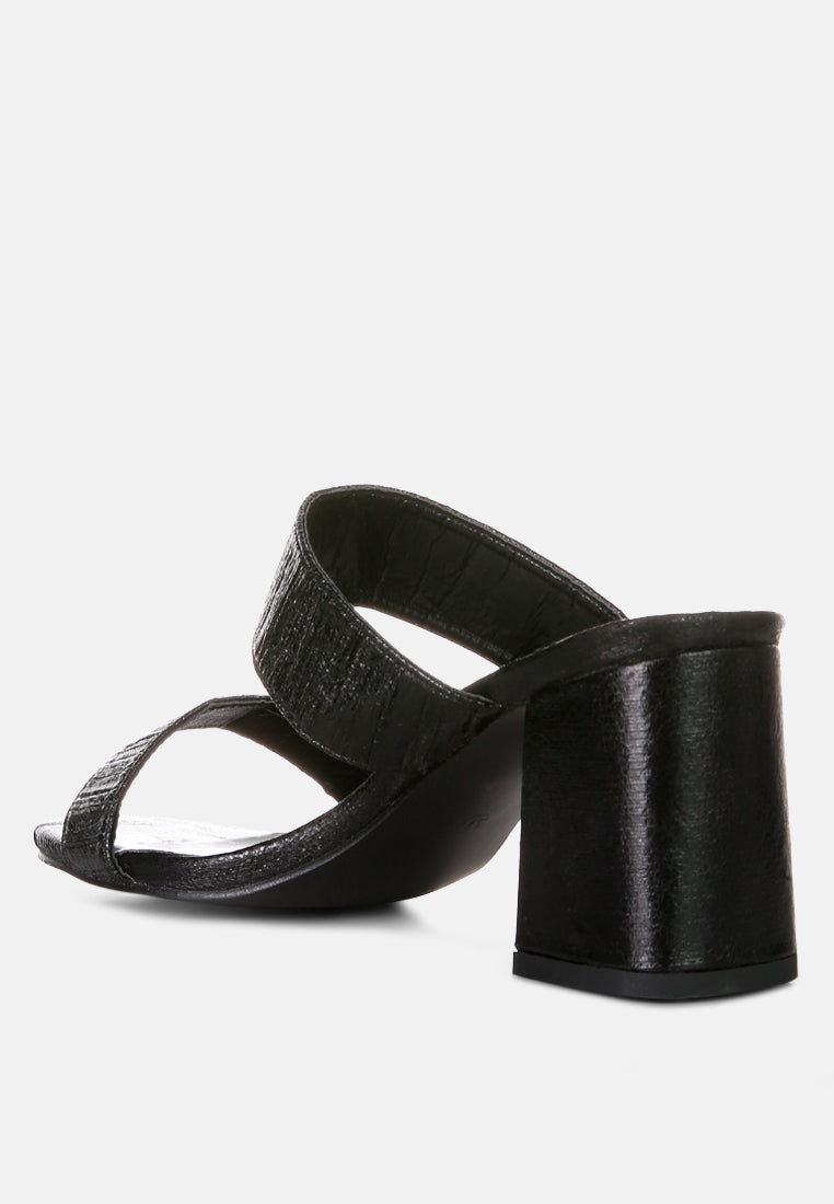 giblet metallic slip on block heels#color_black