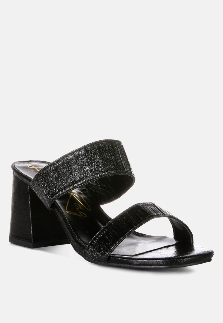 giblet metallic slip on block heels#color_black