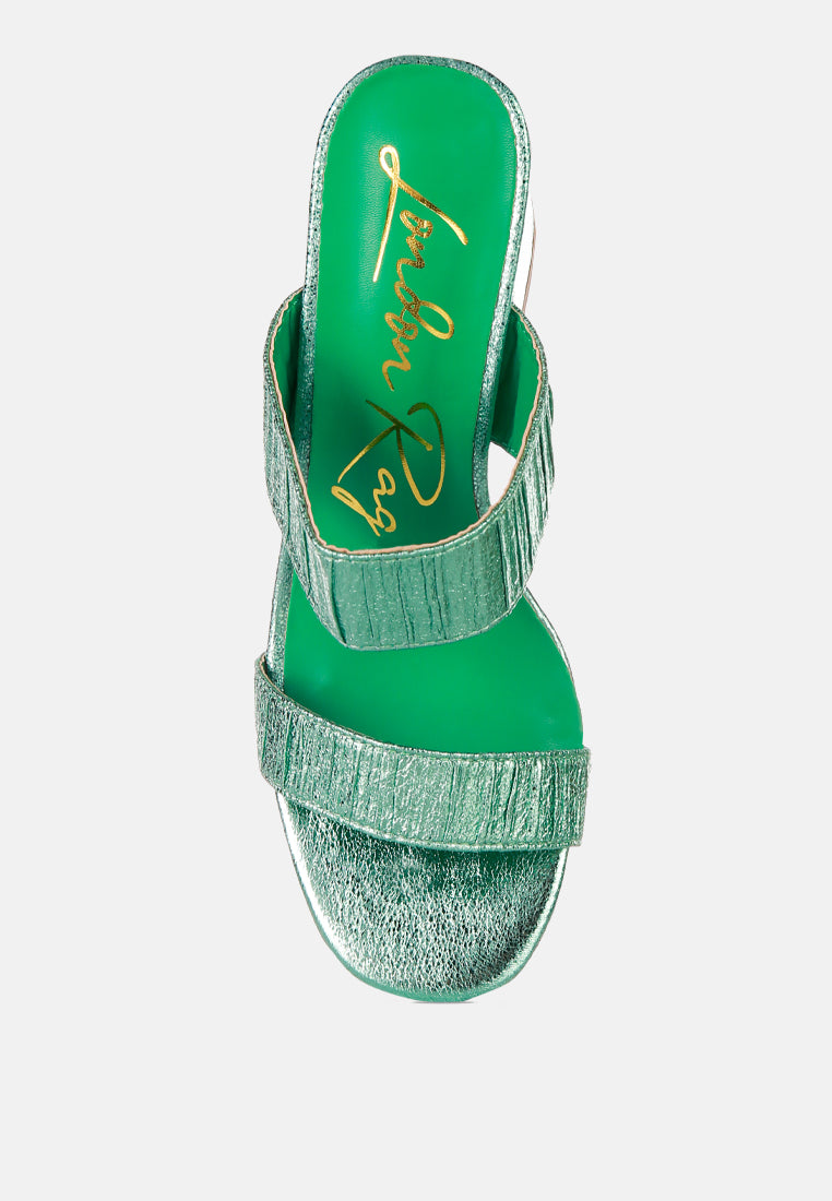 giblet metallic slip on block heels#color_green