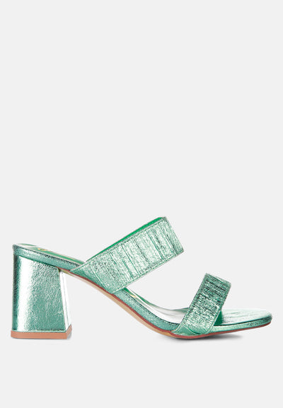 giblet metallic slip on block heels#color_green