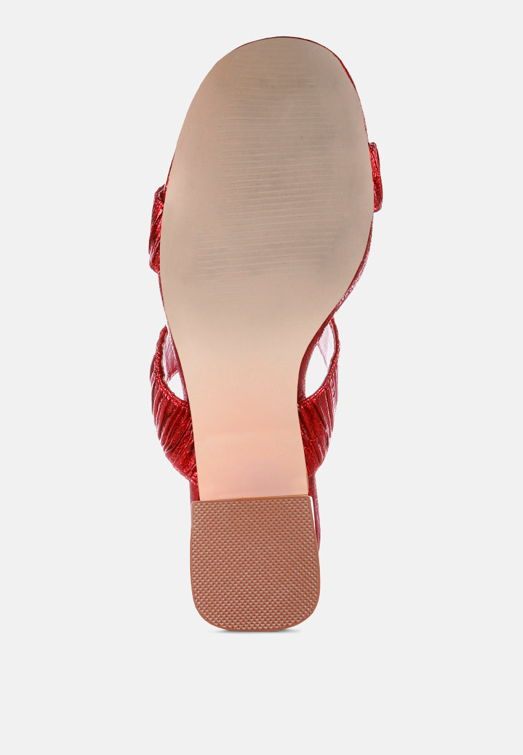 giblet metallic slip on block heels#color_red
