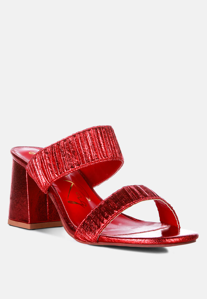 giblet metallic slip on block heels#color_red