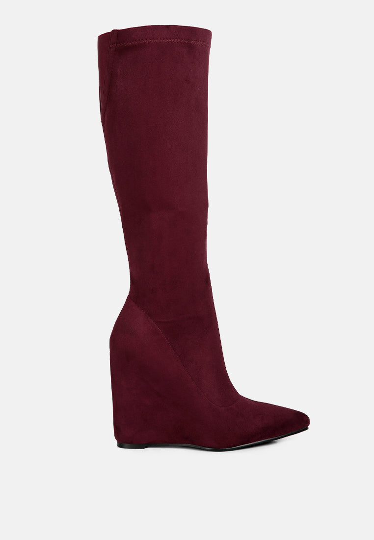 gladol wedge heel calf boots#color_burgundy