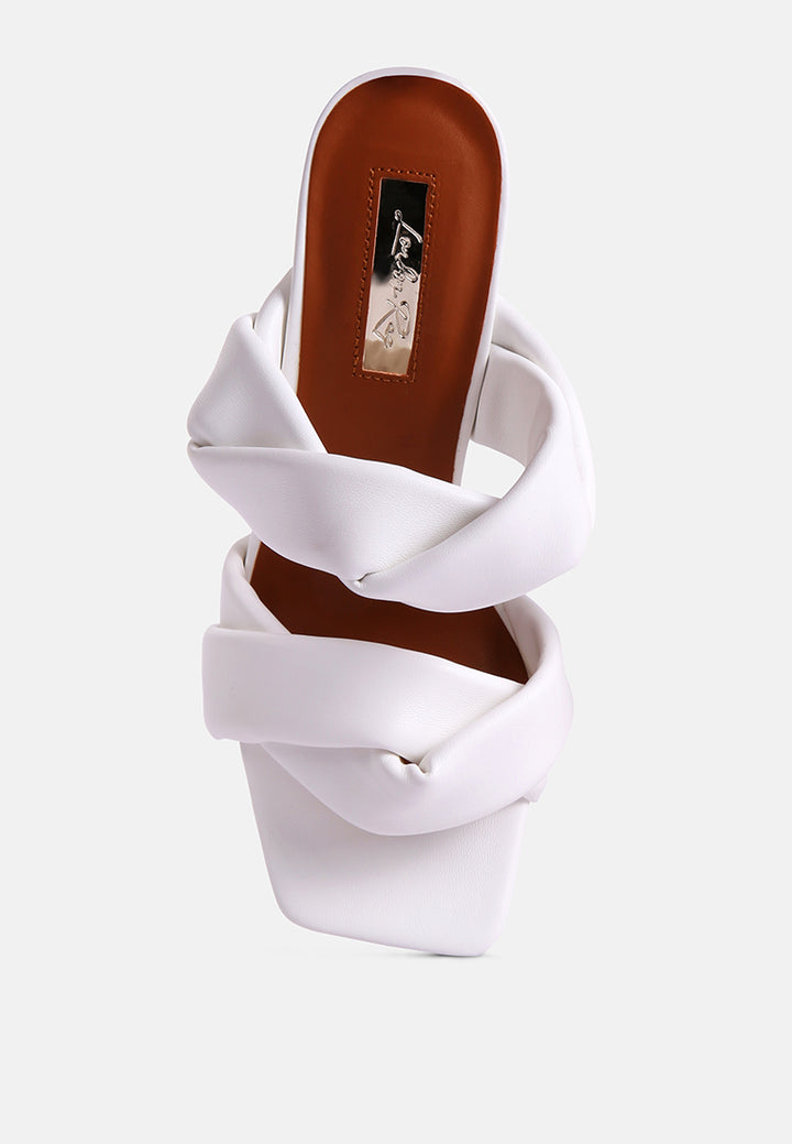 glam girl twisted strap spool heeled sandals#color_white