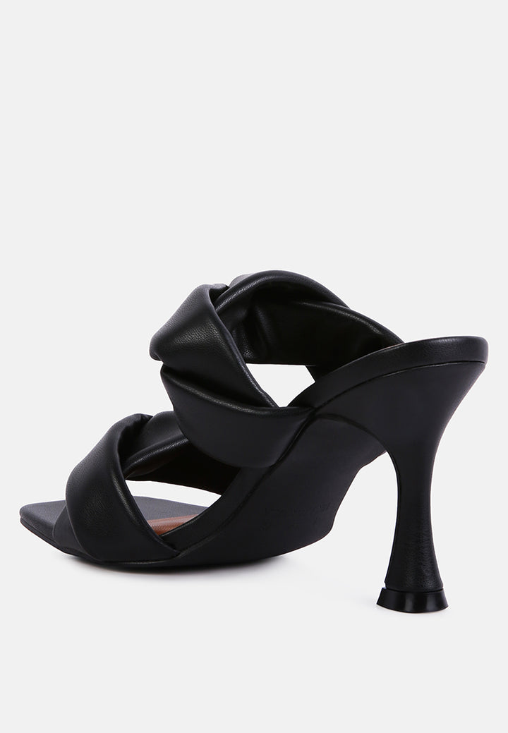 glam girl twisted strap spool heeled sandals#color_black