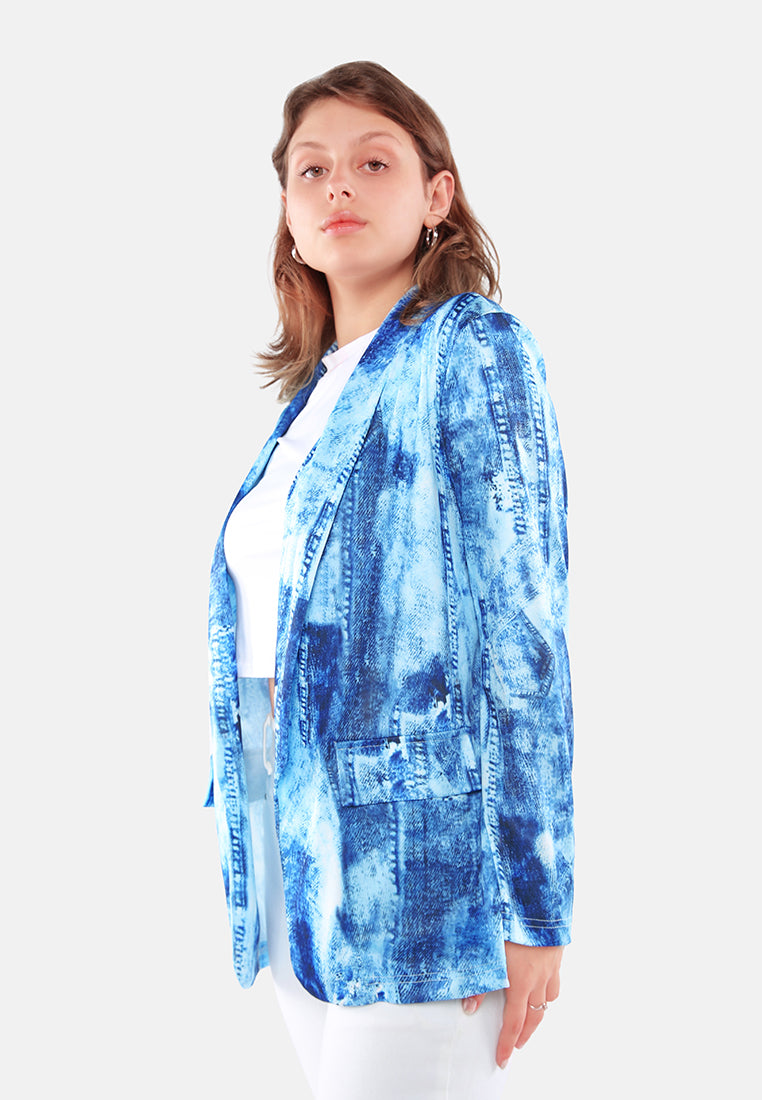 glaze print semi casual blazer#color_blue