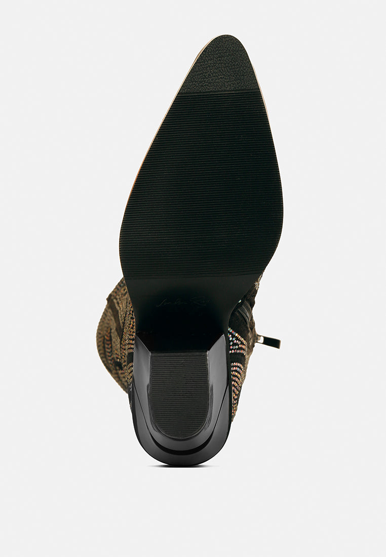 glimmer rhinestones embellished shimmer calf boots#color_black