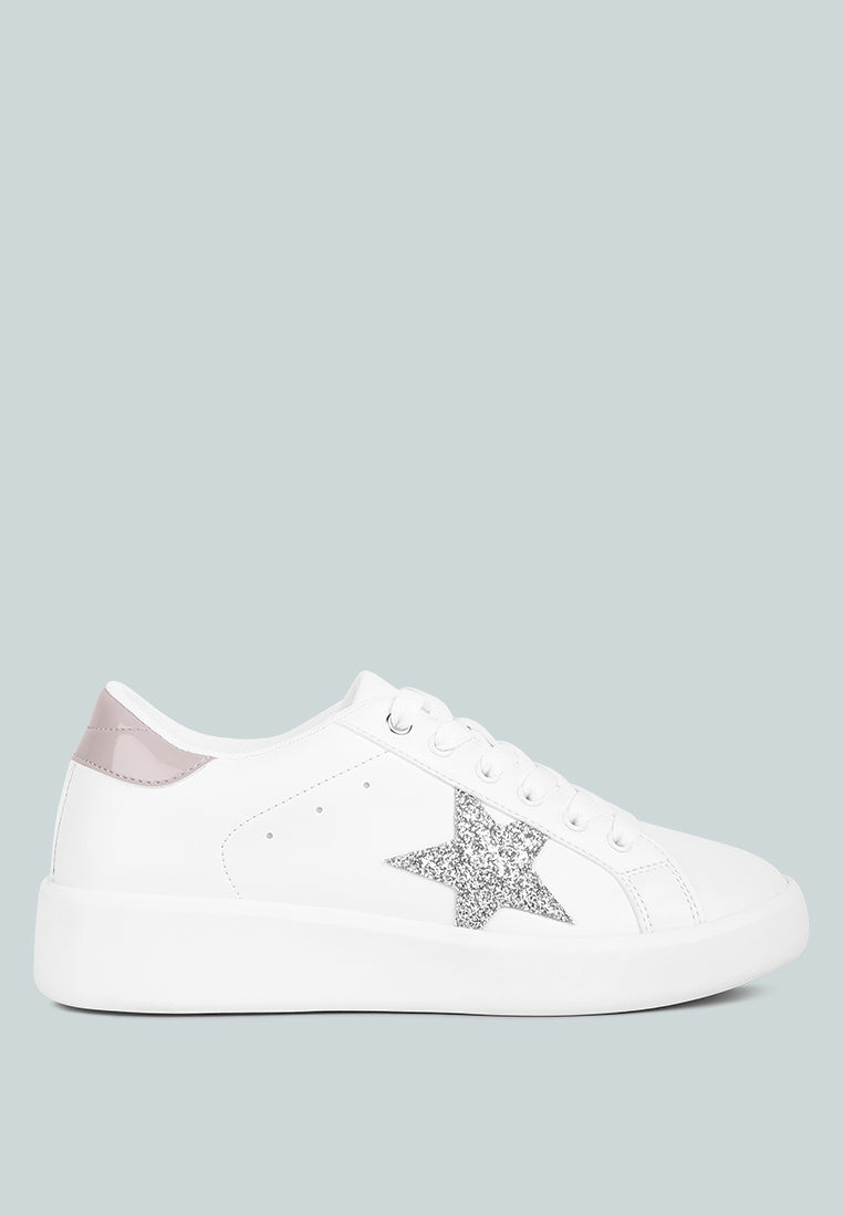 starry glitter star detail sneakers#color_white