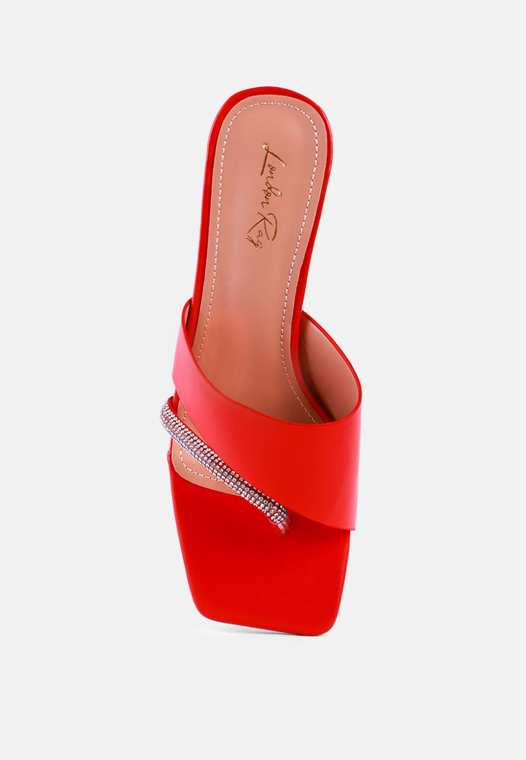 gofly rhinestone embellished clear heel sandals#color_red