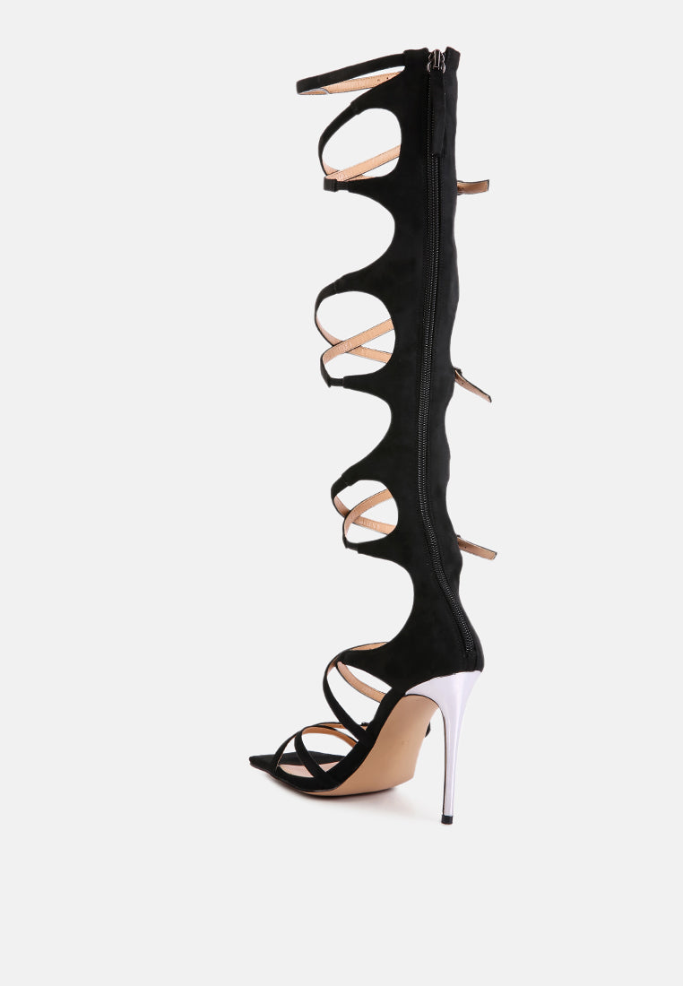 gossip strappy stiletto heels#color_black