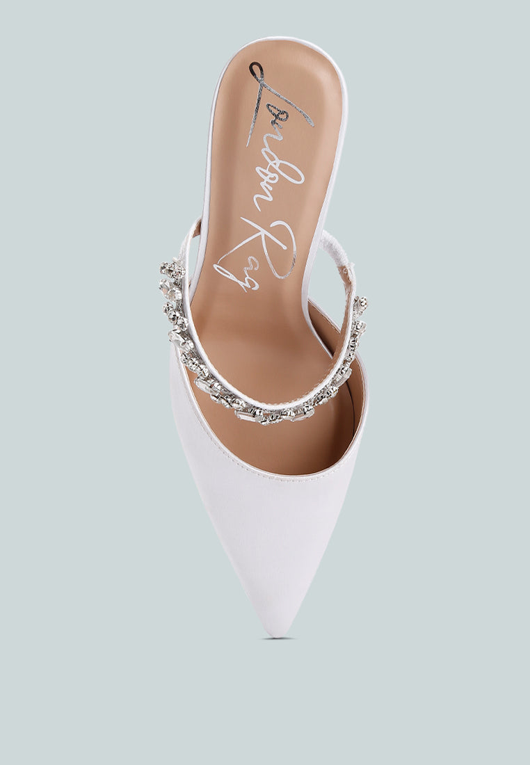 diamante stiletto mules sandal by ruw color_white