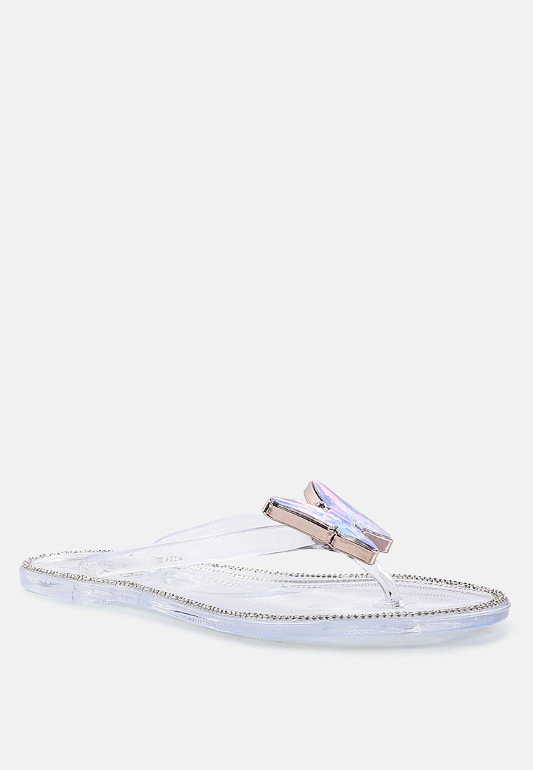 guler butterfly rhinestone jelly flats#color_clear