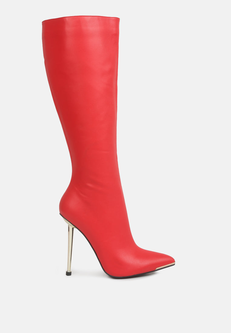 Buy Hale Faux Leather Pointed Heel Calf Boots Online | London Rag USA