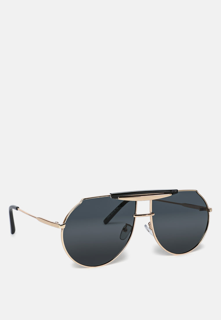 half oval double bridge sunglasses#color_black