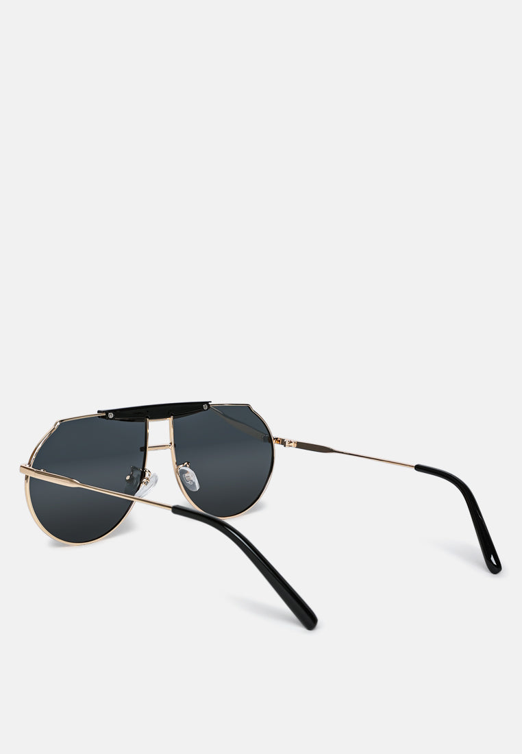 half oval double bridge sunglasses#color_black