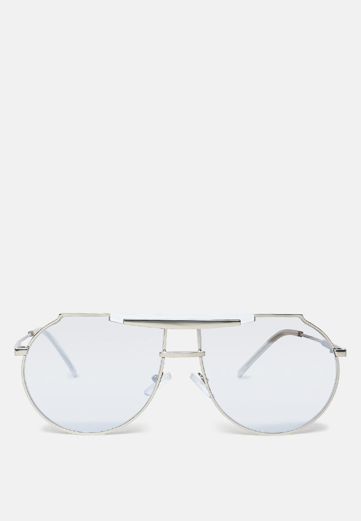 half oval double bridge sunglasses#color_silver