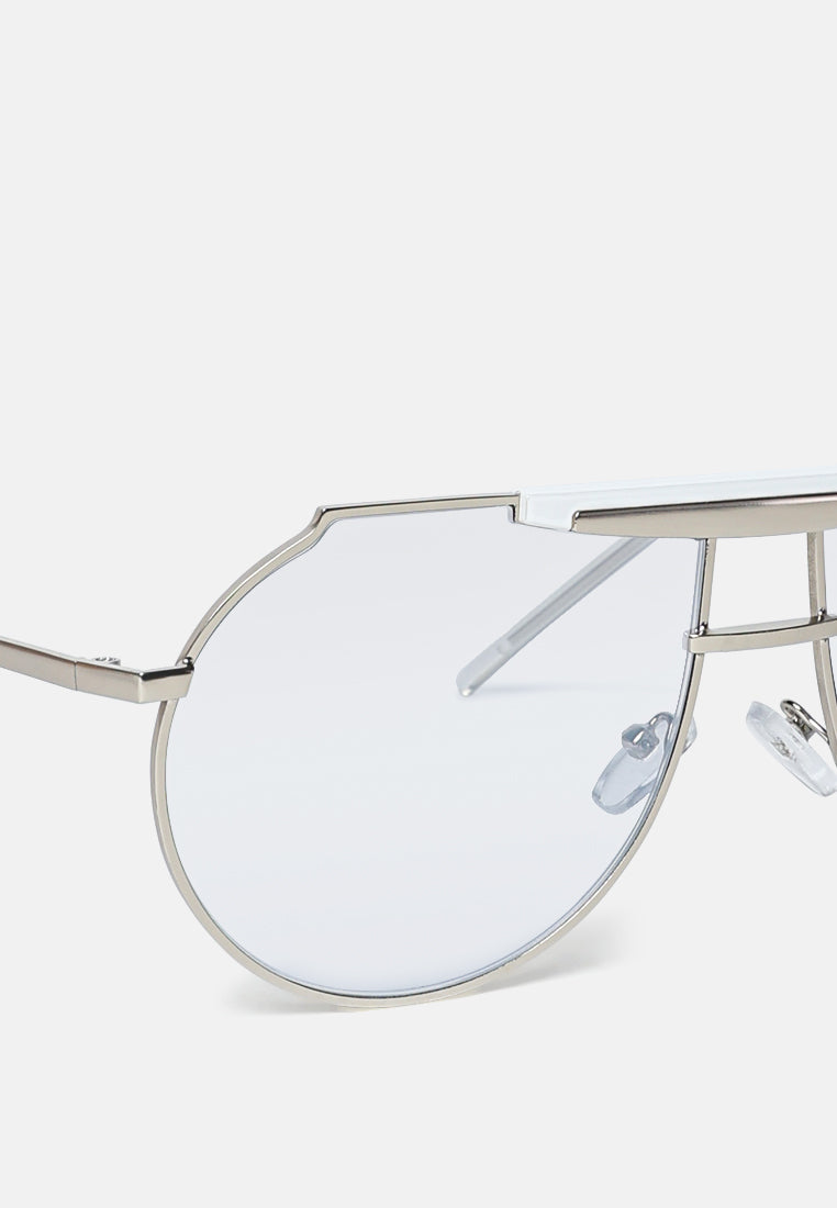 half oval double bridge sunglasses#color_silver