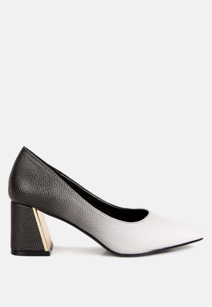 harlow metallic accent block heel pumps by ruw#color_black-grey