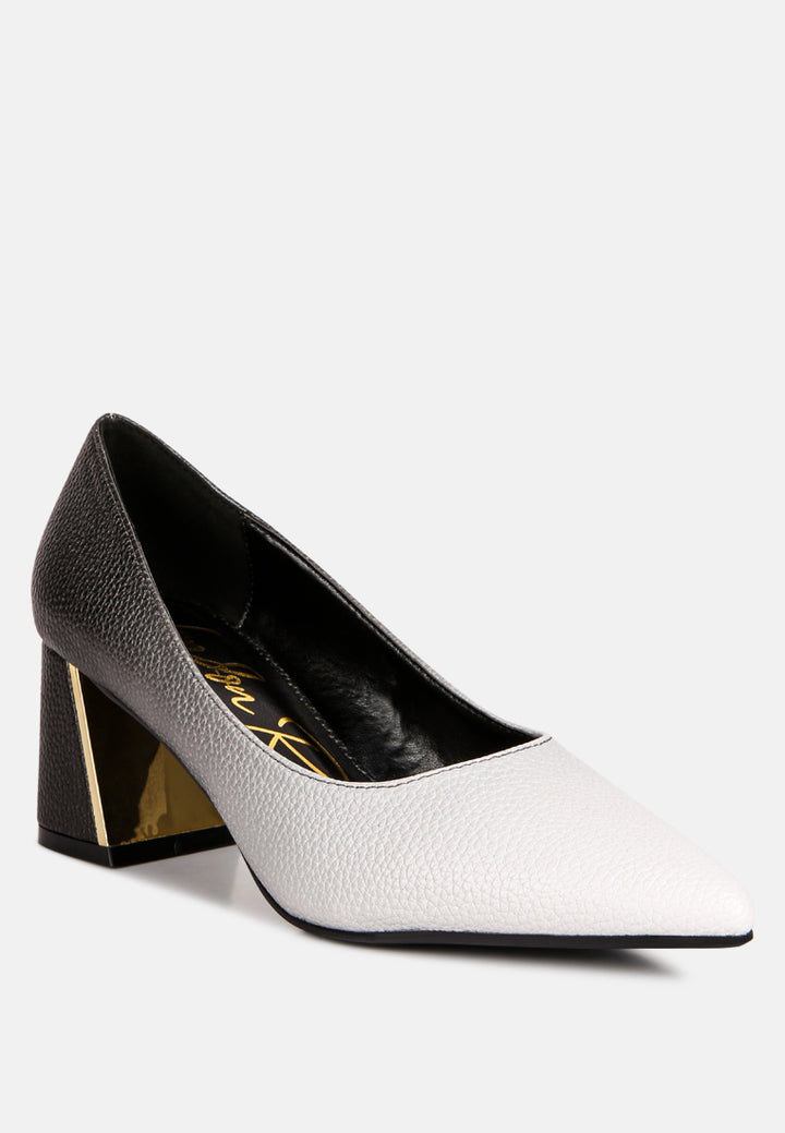 harlow metallic accent block heel pumps#color_black-grey
