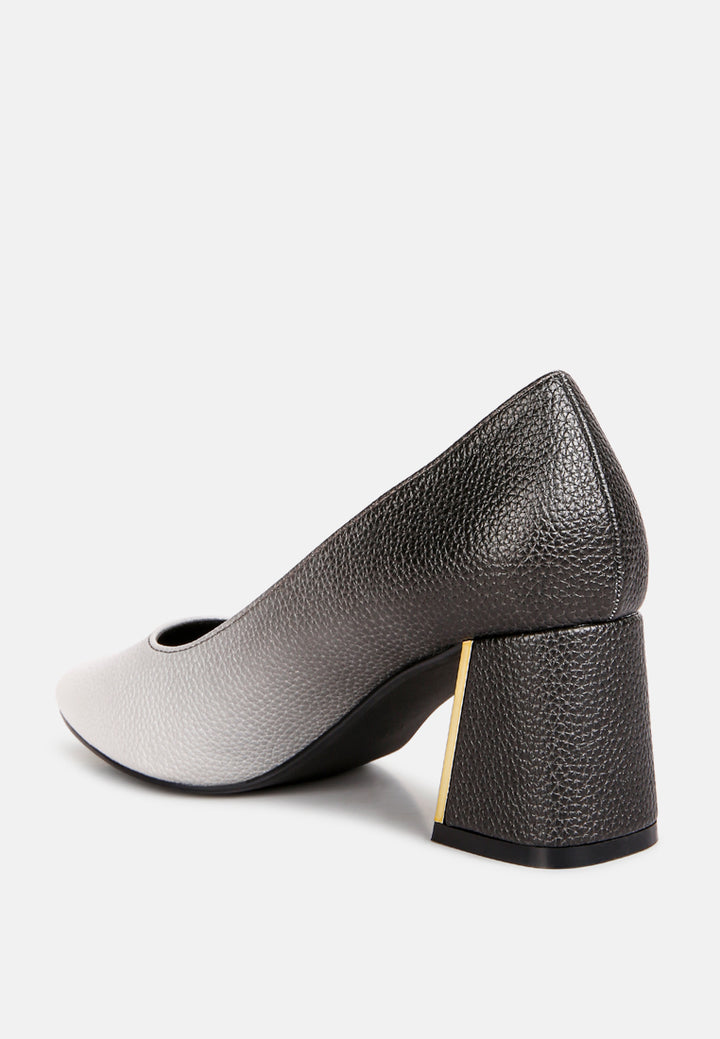 harlow metallic accent block heel pumps#color_black-grey