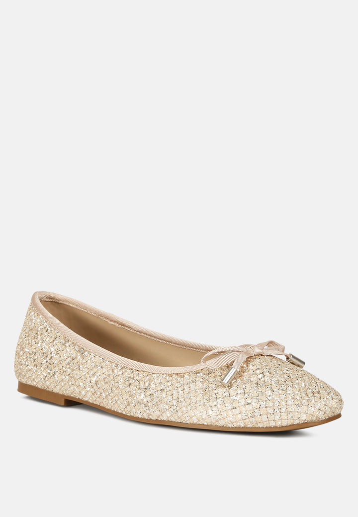 glitter faux leather flat ballerinas#color_gold