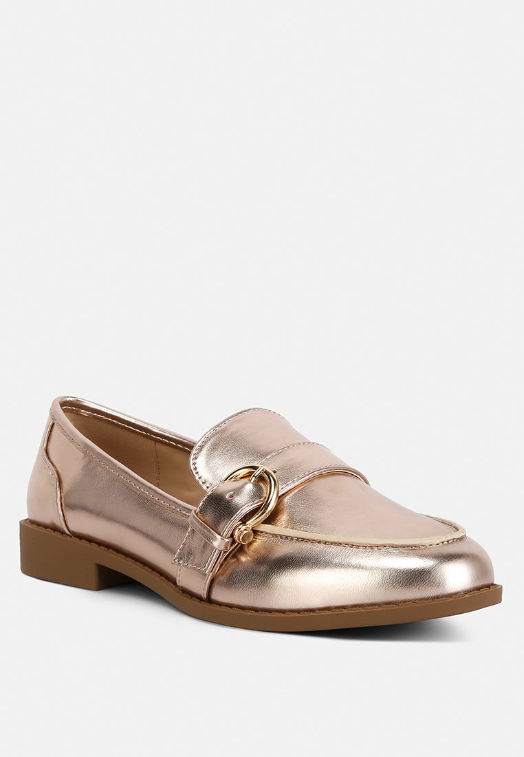 haruka metallic faux leather loafers#color_rose-gold