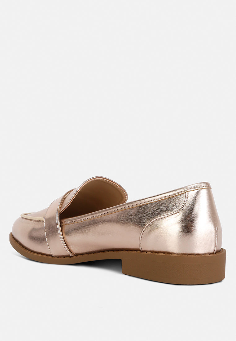 haruka metallic faux leather loafers#color_rose-gold