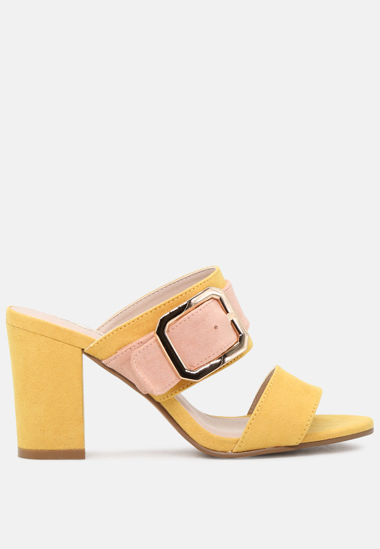 haylee strappy dual tone block heeled sandals#color_yellow-pink