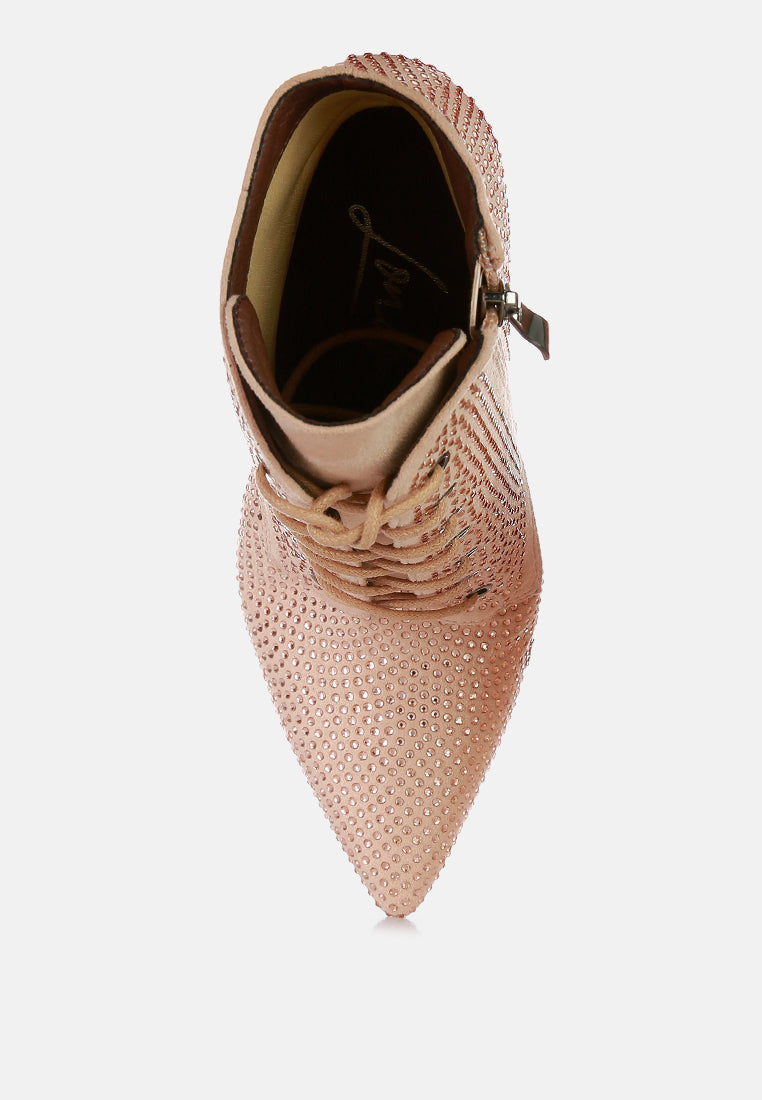 head on faux suede diamante ankle boots#color_beige