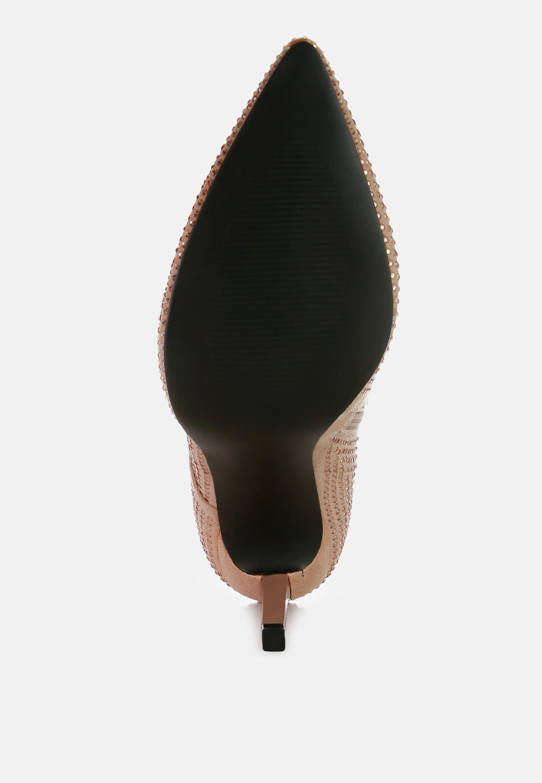head on faux suede diamante ankle boots#color_beige